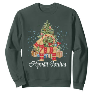 Hyv joulua Sweatshirt Finland Christmas Yulegoat Xmas Tree Himmeli TS11 Dark Forest Green Print Your Wear