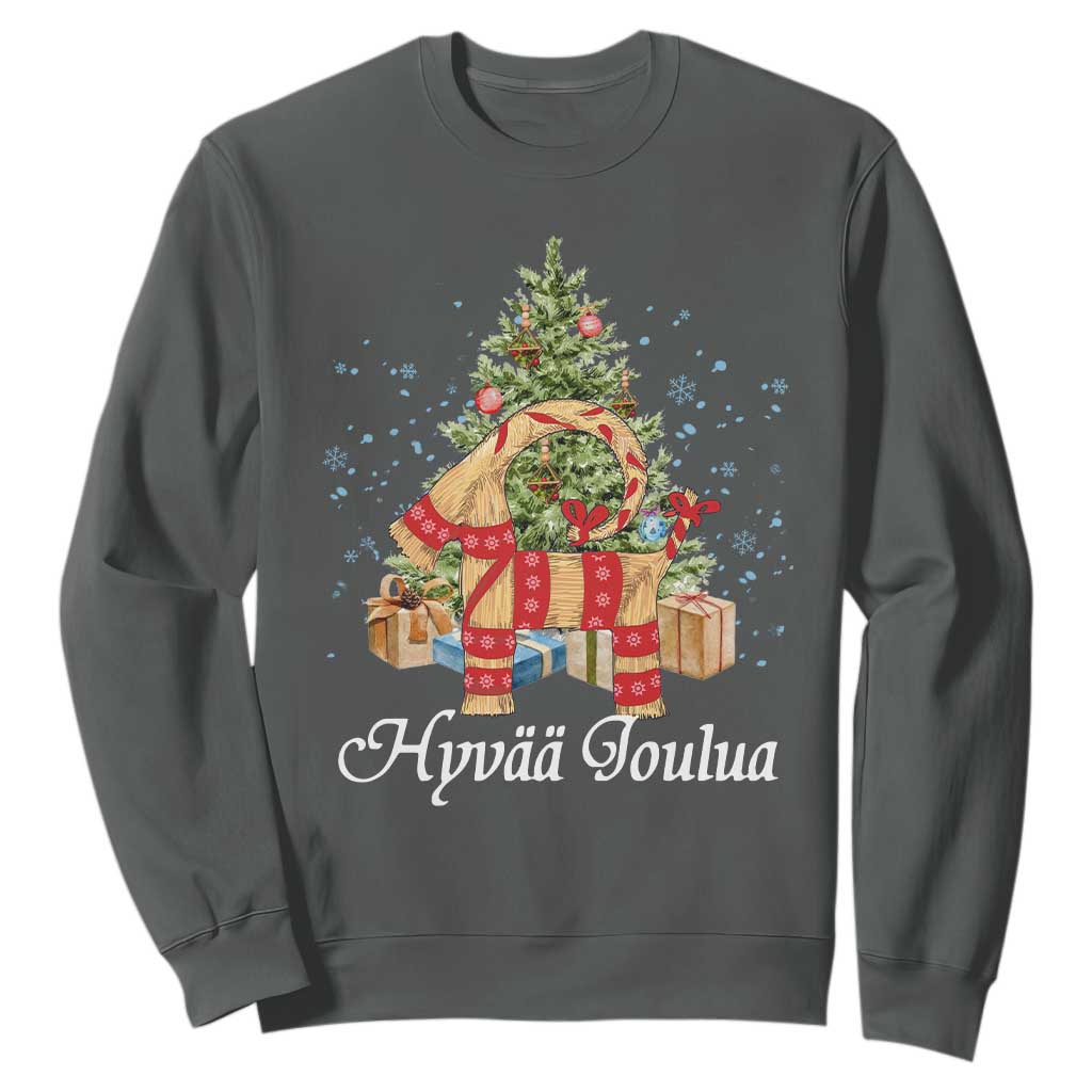 Hyv joulua Sweatshirt Finland Christmas Yulegoat Xmas Tree Himmeli TS11 Dark Heather Print Your Wear