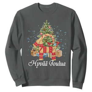 Hyv joulua Sweatshirt Finland Christmas Yulegoat Xmas Tree Himmeli TS11 Dark Heather Print Your Wear