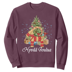 Hyv joulua Sweatshirt Finland Christmas Yulegoat Xmas Tree Himmeli TS11 Maroon Print Your Wear