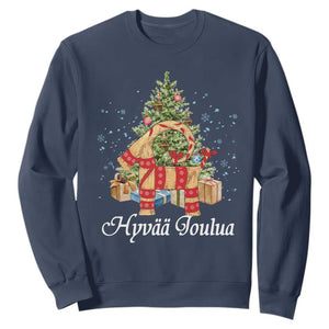 Hyv joulua Sweatshirt Finland Christmas Yulegoat Xmas Tree Himmeli TS11 Navy Print Your Wear