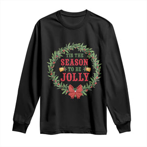 Funny Weed Christmas Long Sleeve Shirt Tis The Season To Be Jolly Xmas Wreath TS11 Black Print Your Wear