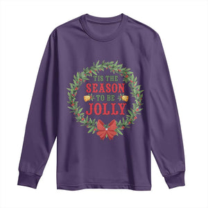 Funny Weed Christmas Long Sleeve Shirt Tis The Season To Be Jolly Xmas Wreath TS11 Purple Print Your Wear