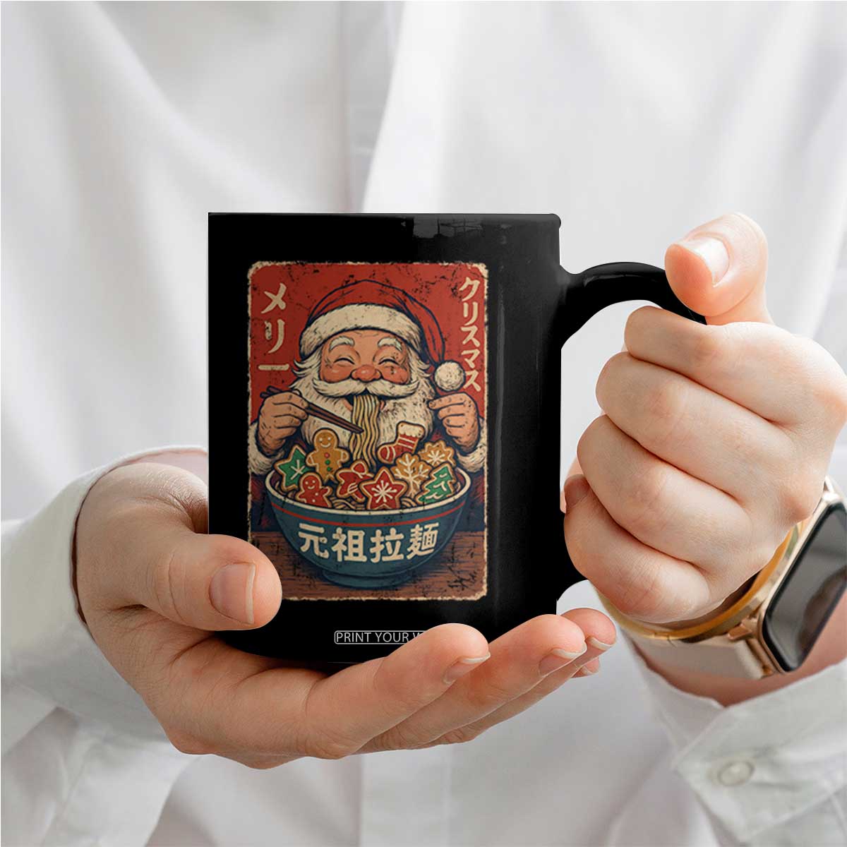 Santa Eating Ramen Noodles Japanese Christmas Coffee Mug TS11 Print Your Wear