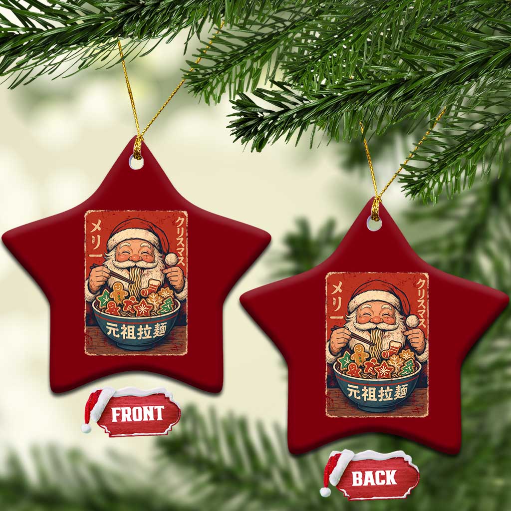 Santa Eating Ramen Noodles Japanese Christmas Ceramic Ornament TS11 Print Your Wear