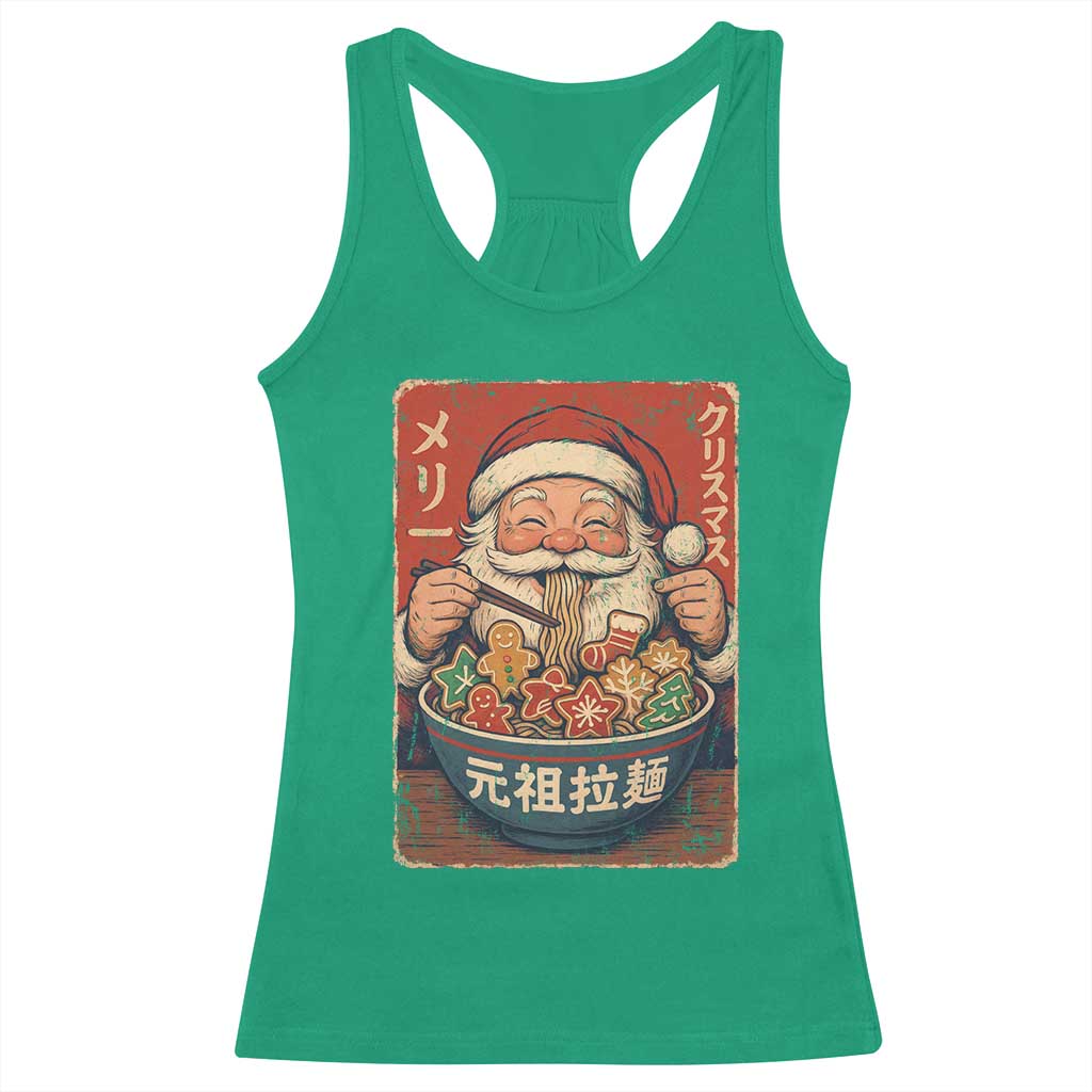 Santa Eating Ramen Noodles Japanese Christmas Racerback Tank Top TS11 Irish Green Print Your Wear