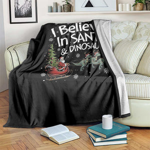 Funny Christmas Dino Throw Blanket I Believe In Santa And Dinosaur TS11 Print Your Wear