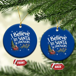 Funny Christmas Dino Ceramic Ornament I Believe In Santa And Dinosaur TS11 1pc Blue Print Your Wear