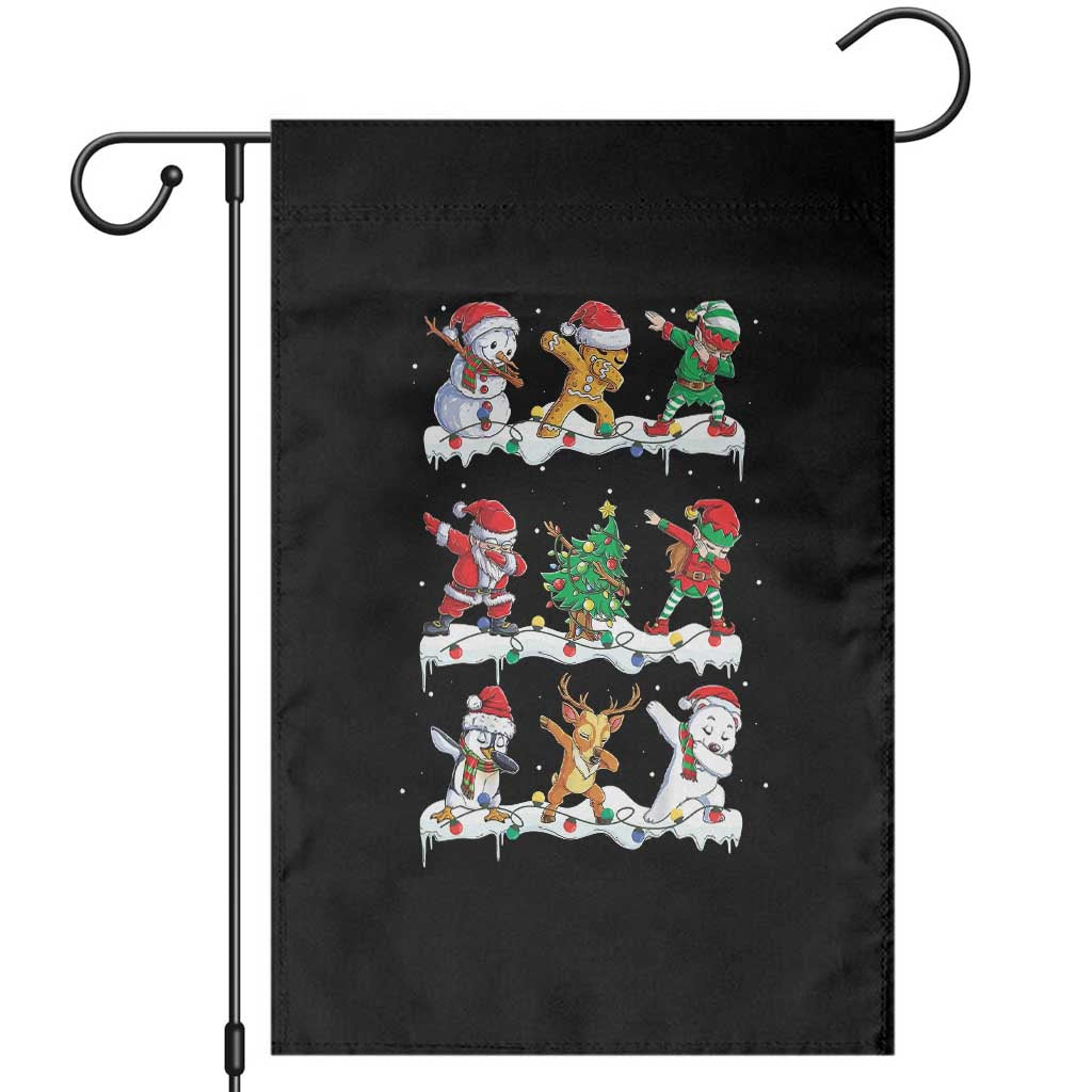 Dabbing Santa Elf Friends Christmas Light Garden Flag TS11 Black Print Your Wear