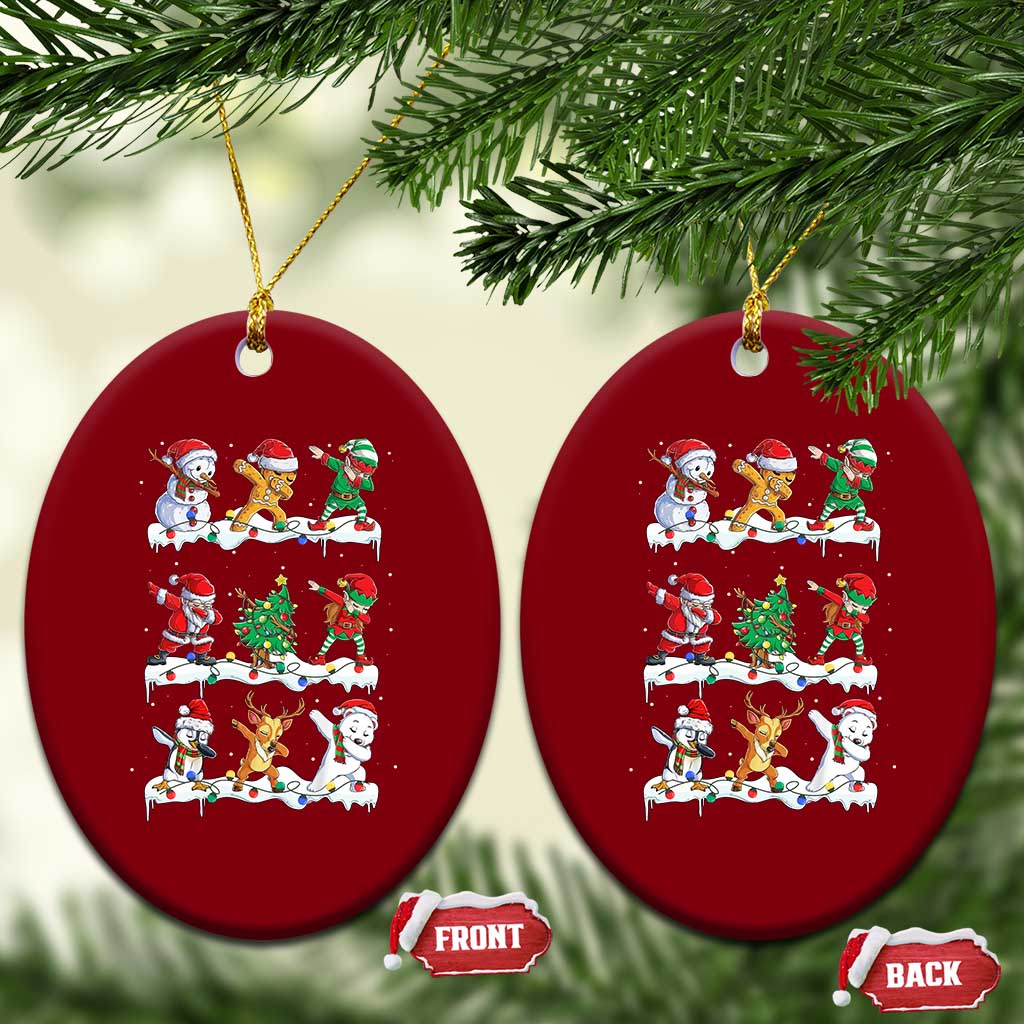 Dabbing Santa Elf Friends Christmas Light Ceramic Ornament TS11 Print Your Wear