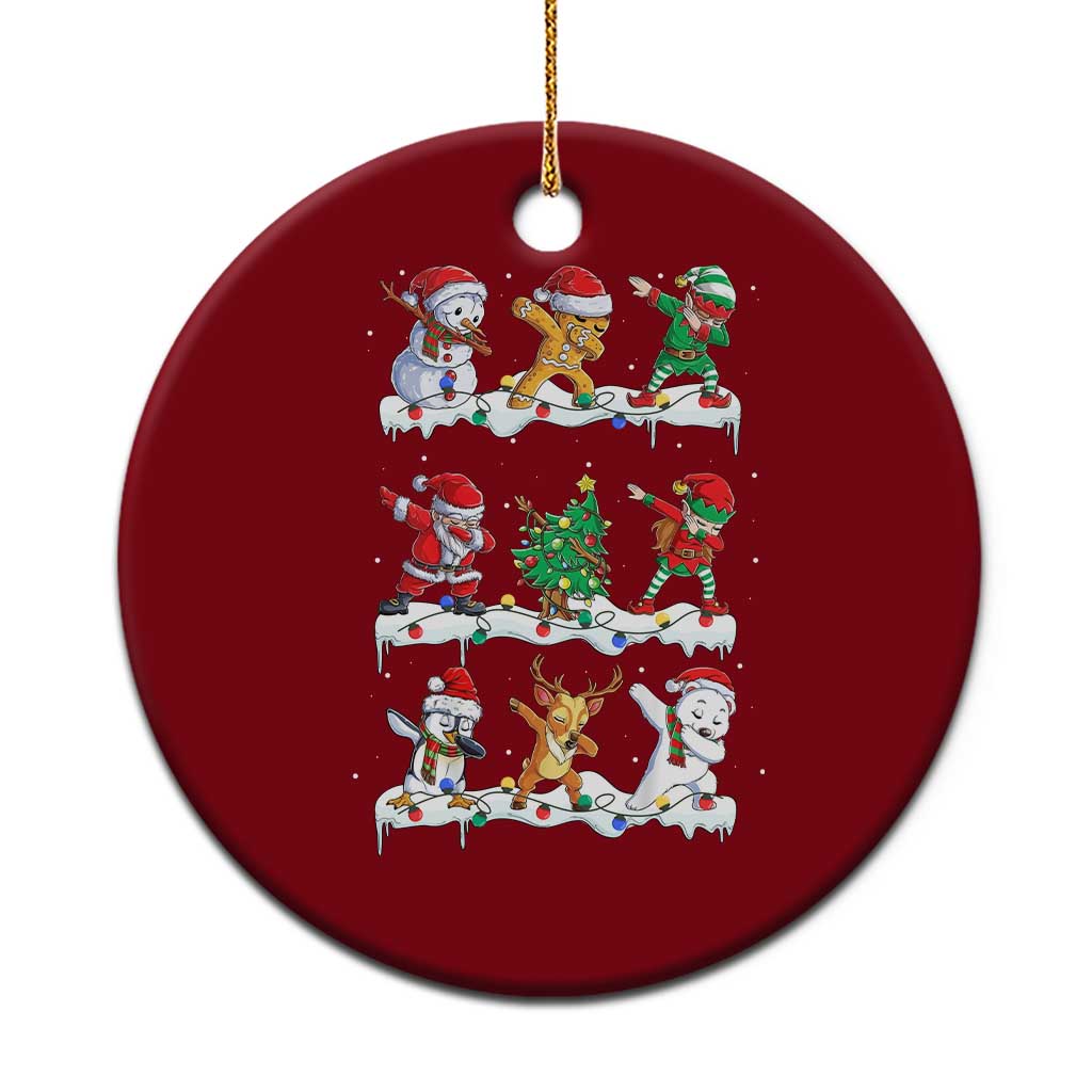 Dabbing Santa Elf Friends Christmas Light Ceramic Ornament TS11 1pc Red Print Your Wear