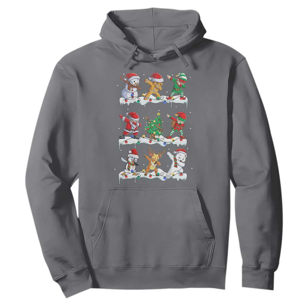 Dabbing Santa Elf Friends Christmas Light Hoodie TS11 Charcoal Print Your Wear