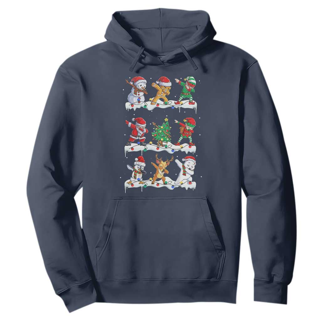 Dabbing Santa Elf Friends Christmas Light Hoodie TS11 Navy Print Your Wear