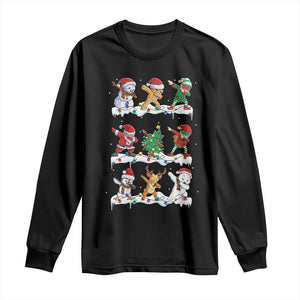 Dabbing Santa Elf Friends Christmas Light Long Sleeve Shirt TS11 Black Print Your Wear