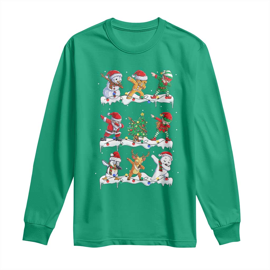 Dabbing Santa Elf Friends Christmas Light Long Sleeve Shirt TS11 Irish Green Print Your Wear
