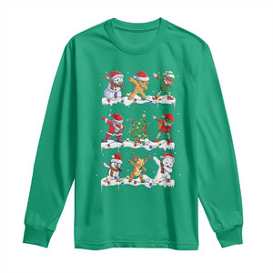 Dabbing Santa Elf Friends Christmas Light Long Sleeve Shirt TS11 Irish Green Print Your Wear