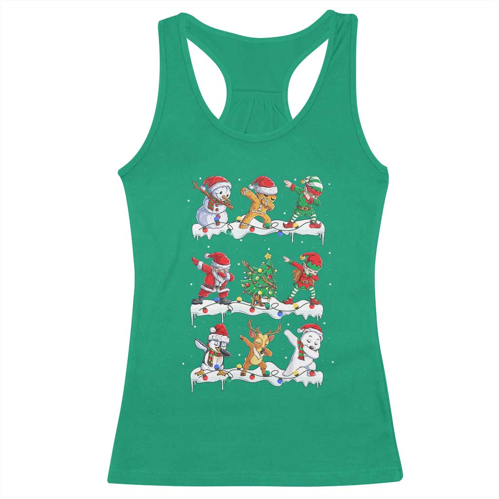 Dabbing Santa Elf Friends Christmas Light Racerback Tank Top TS11 Irish Green Print Your Wear