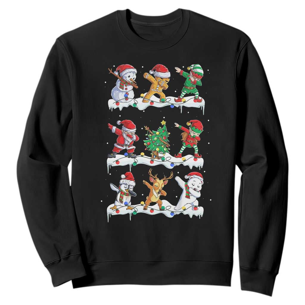 Dabbing Santa Elf Friends Christmas Light Sweatshirt TS11 Black Print Your Wear