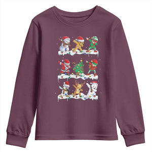 Dabbing Santa Elf Friends Christmas Light Youth Sweatshirt TS11 Maroon Print Your Wear