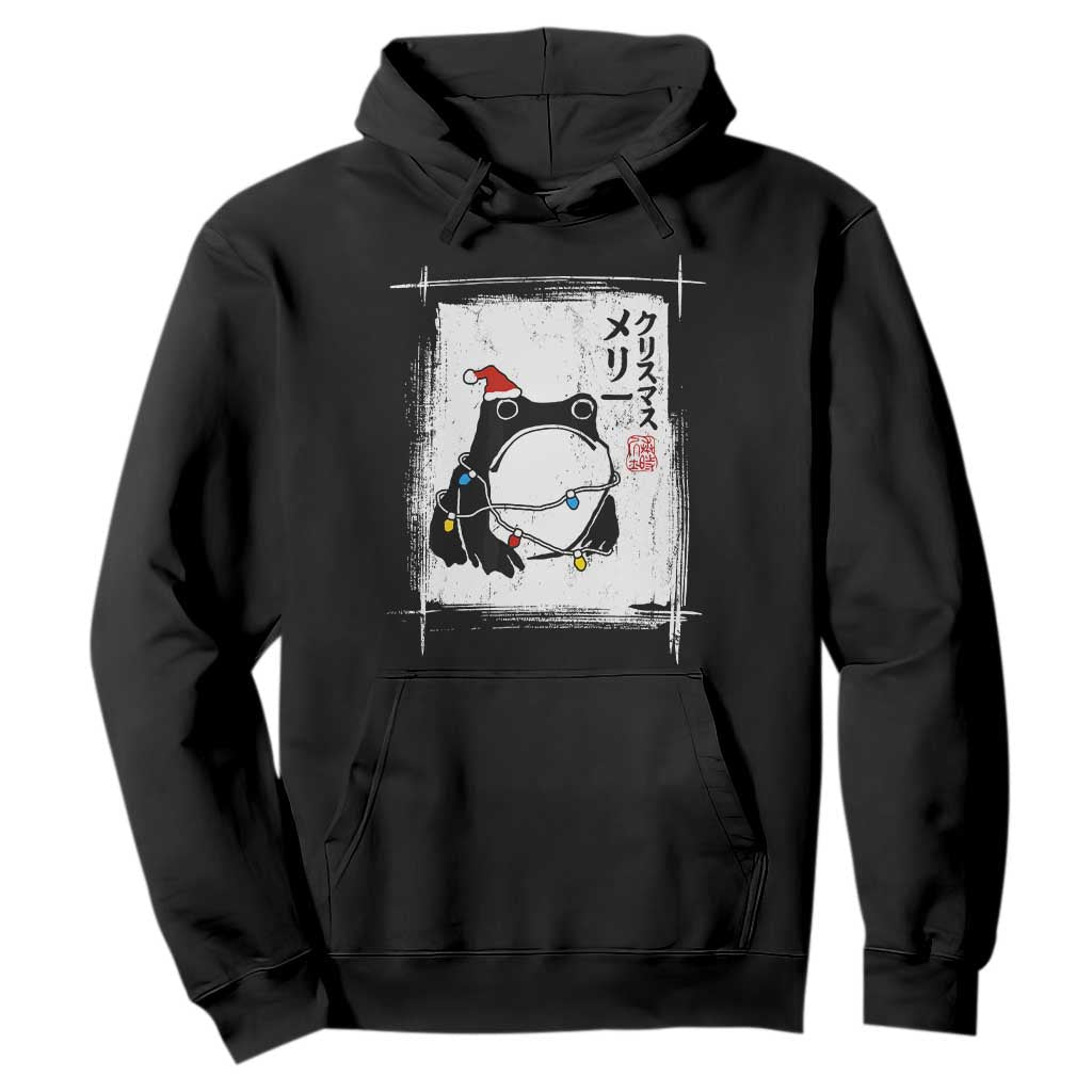 Funny Christmas Japanese Hoodie Santa Frog Ukiyoe Art TS11 Black Print Your Wear