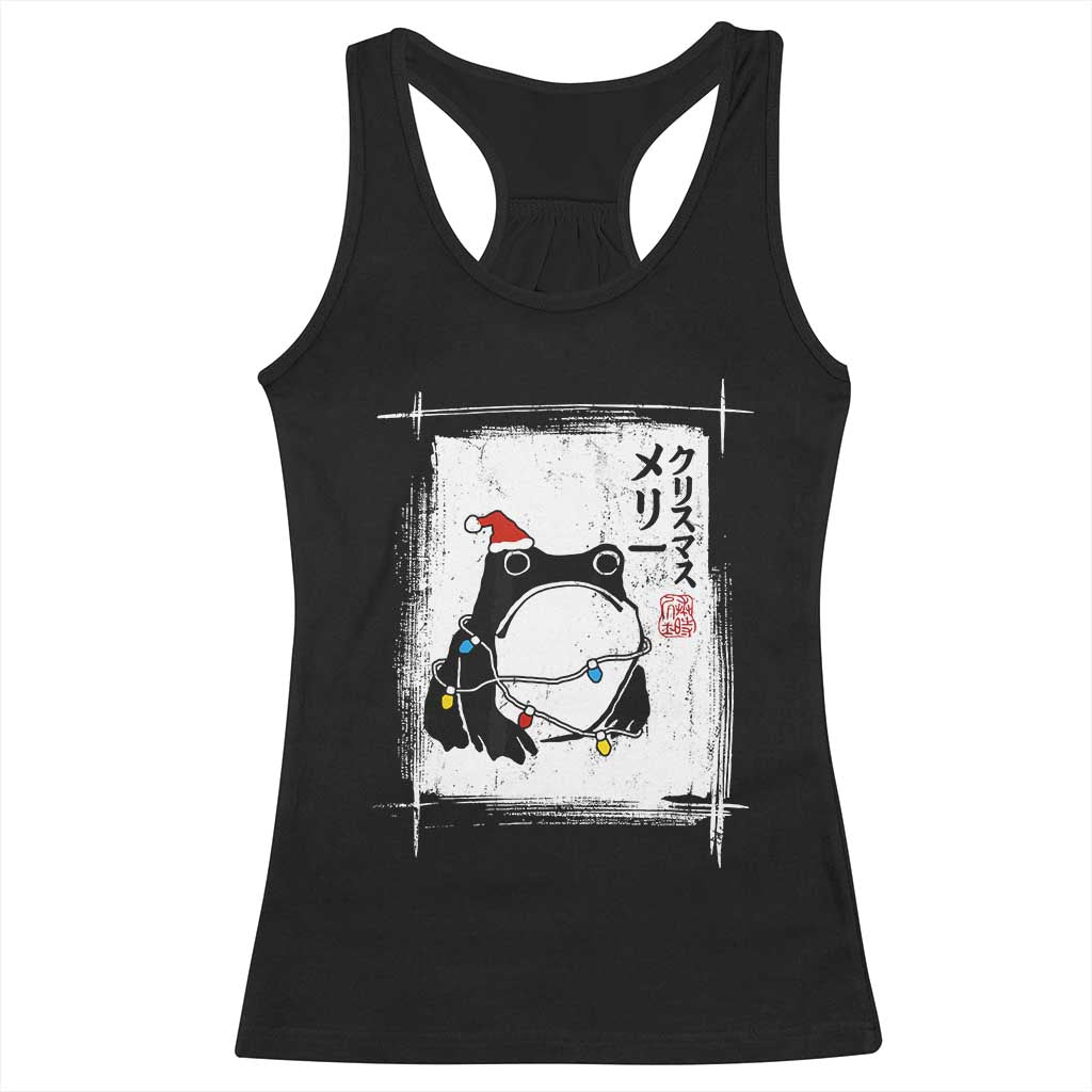 Funny Christmas Japanese Racerback Tank Top Santa Frog Ukiyoe Art TS11 Black Print Your Wear