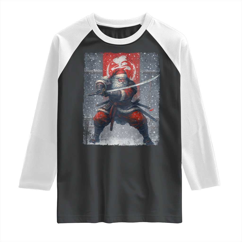 Christmas Samurai Santa Raglan Shirt Japanese Xmas Warrior Sword Katana TS11 Black White Print Your Wear