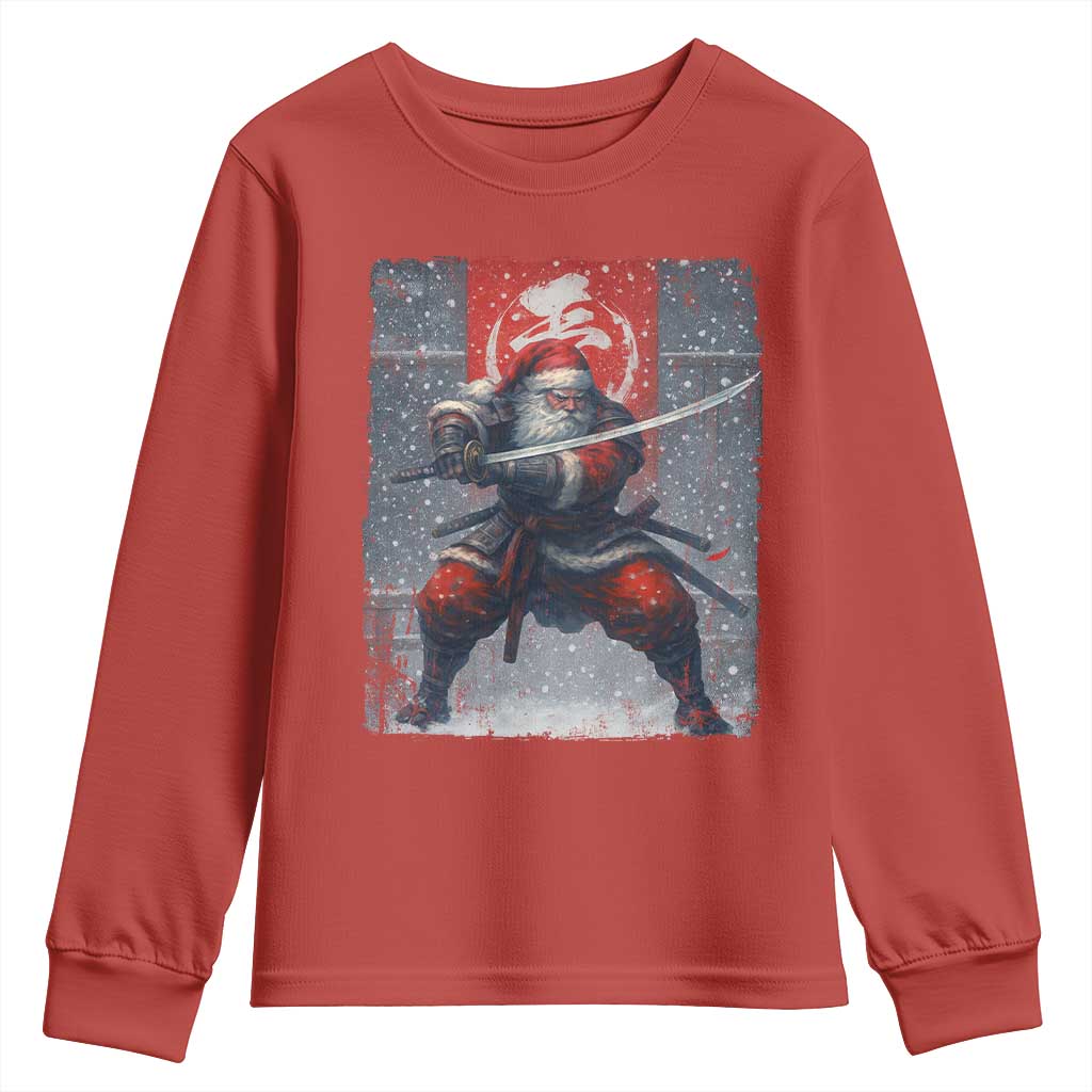 Christmas Samurai Santa Youth Sweatshirt Japanese Xmas Warrior Sword Katana TS11 Red Print Your Wear