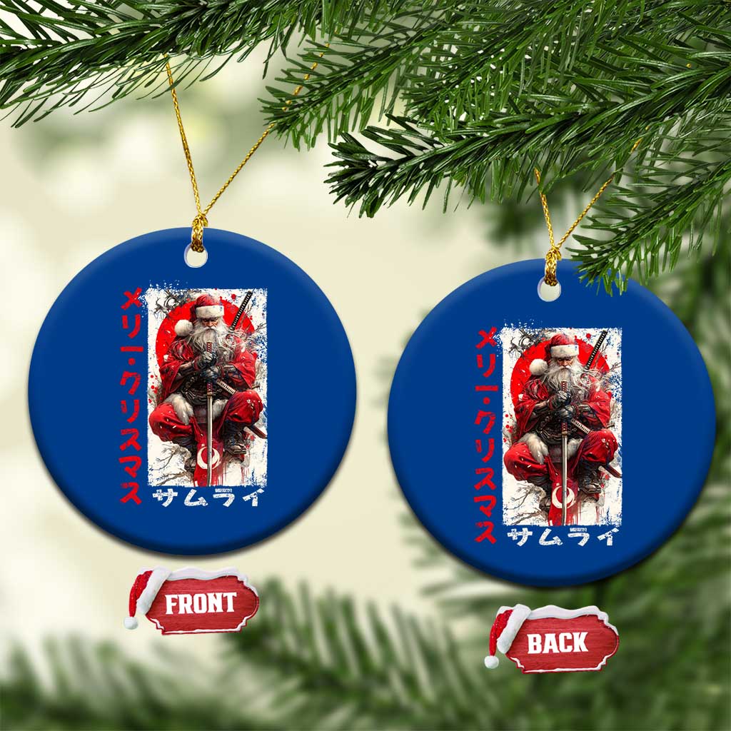 Christmas Samurai Santa Ceramic Ornament Japanese Xmas Warrior Ukiyo-e Art TS11 1pc Blue Print Your Wear