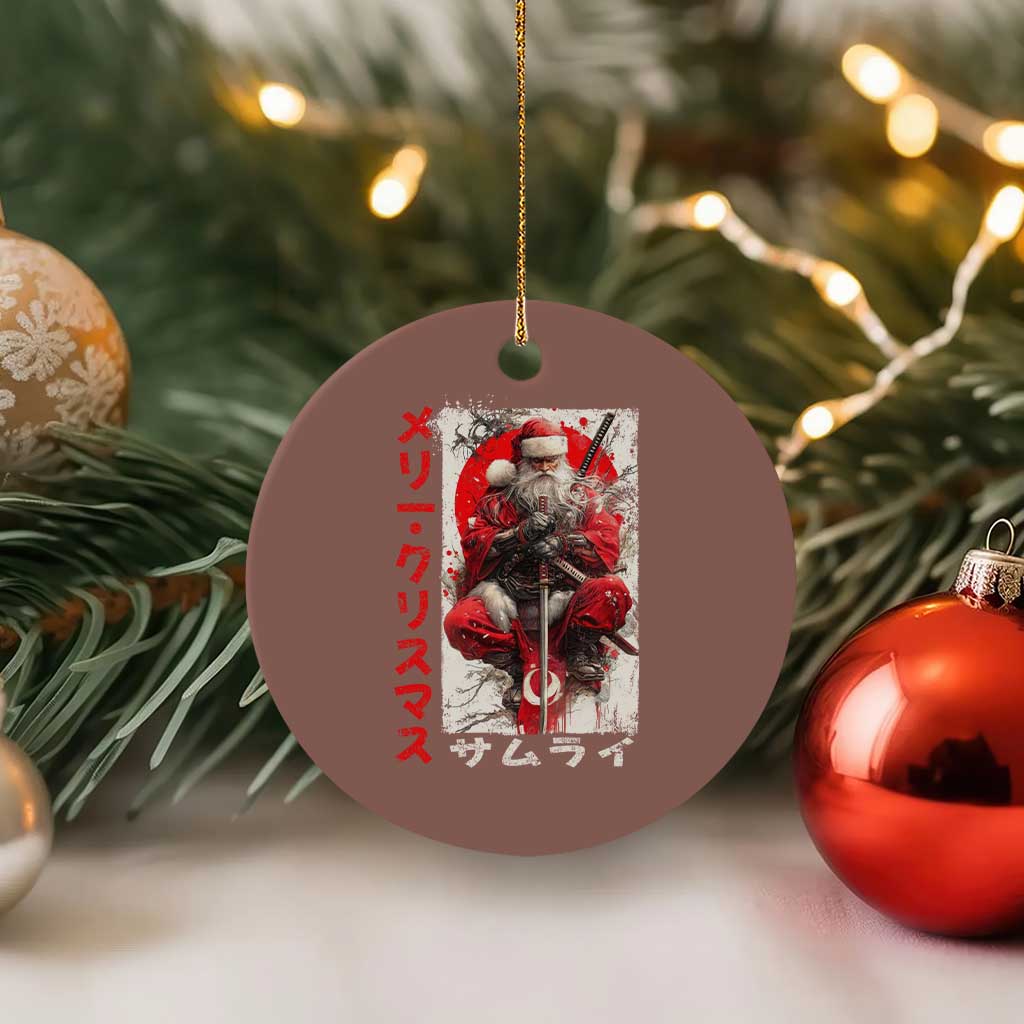 Christmas Samurai Santa Ceramic Ornament Japanese Xmas Warrior Ukiyo-e Art TS11 1pc Mocha Print Your Wear
