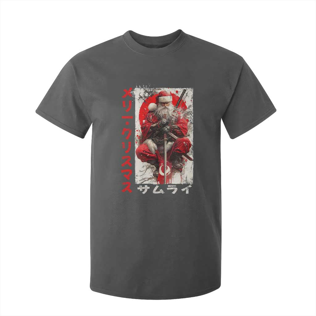 Christmas Samurai Santa T Shirt For Kid Japanese Xmas Warrior Ukiyo-e Art TS11 Dark Heather Print Your Wear
