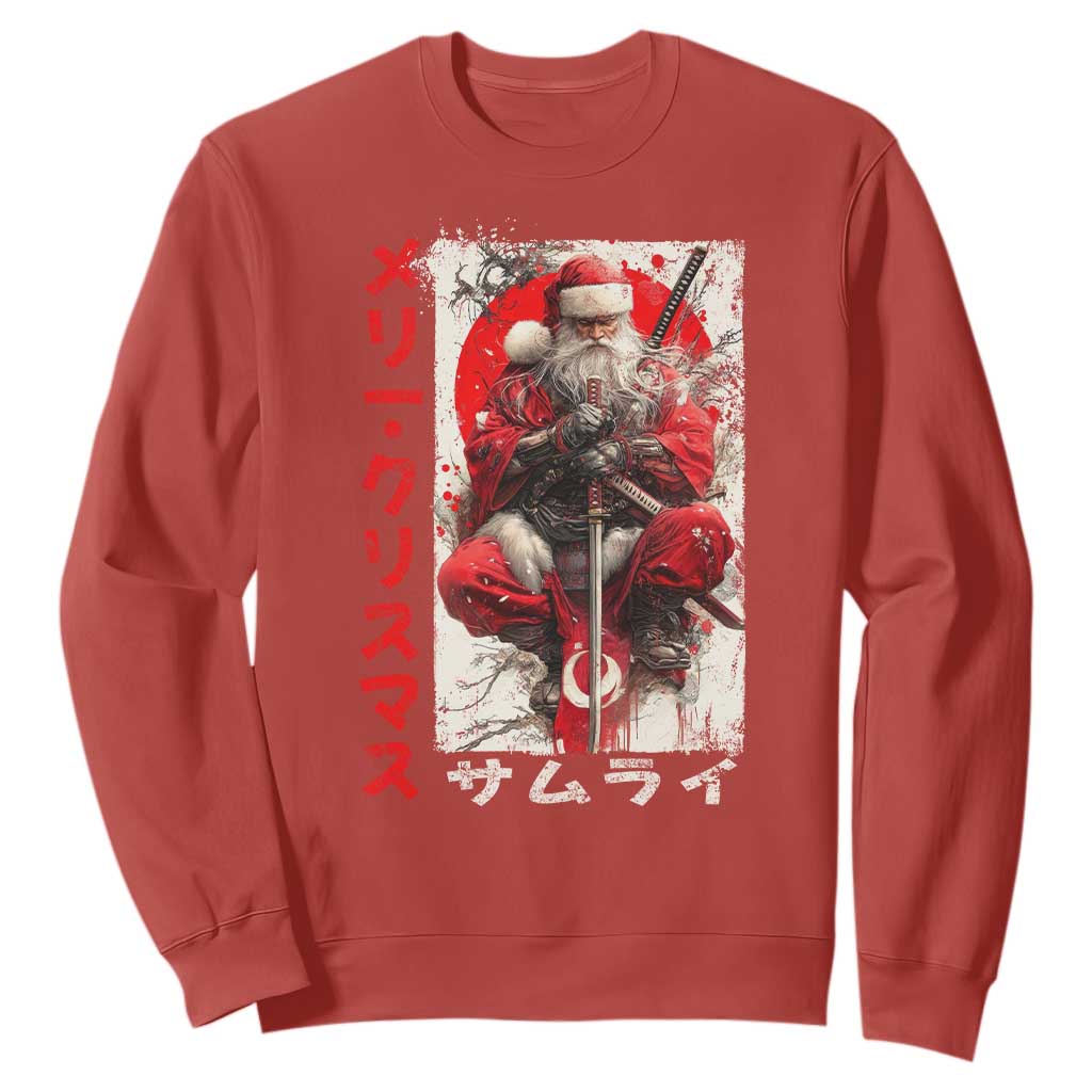 Christmas Samurai Santa Sweatshirt Japanese Xmas Warrior Ukiyo-e Art TS11 Red Print Your Wear