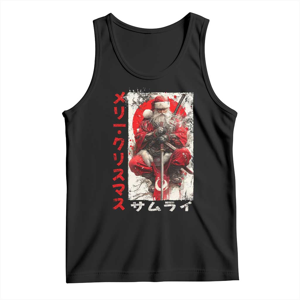 Christmas Samurai Santa Tank Top Japanese Xmas Warrior Ukiyo-e Art TS11 Black Print Your Wear