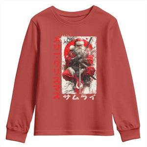 Christmas Samurai Santa Youth Sweatshirt Japanese Xmas Warrior Ukiyo-e Art TS11 Red Print Your Wear