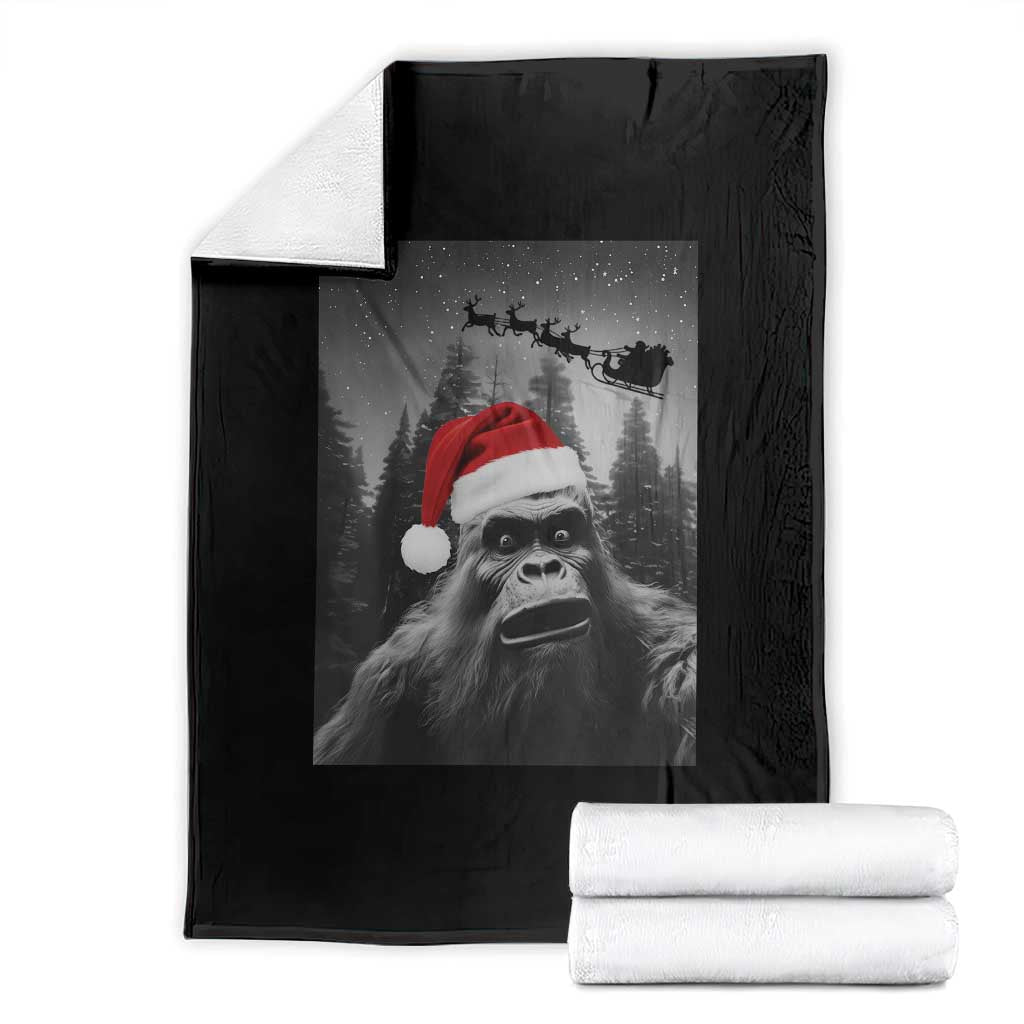 Funny Bigfoot Santas Sleigh Selfie Christmas Throw Blanket TS11 Black Print Your Wear