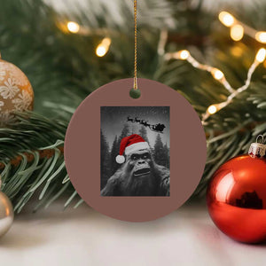 Funny Bigfoot Santas Sleigh Selfie Christmas Ceramic Ornament TS11 1pc Mocha Print Your Wear
