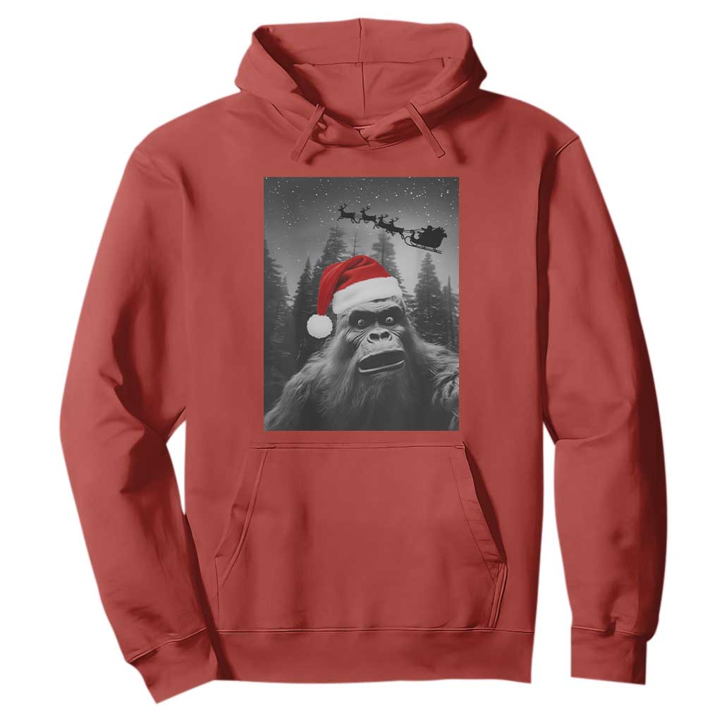 Funny Bigfoot Santas Sleigh Selfie Christmas Hoodie TS11 Red Print Your Wear