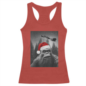 Funny Bigfoot Santas Sleigh Selfie Christmas Racerback Tank Top TS11 Red Print Your Wear