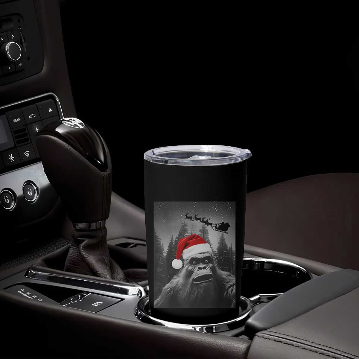 Funny Bigfoot Santas Sleigh Selfie Christmas Tumbler Cup TS11 Print Your Wear