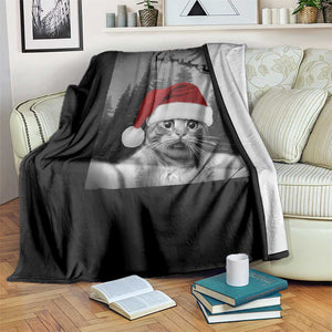 Funny Cat Selfie With Santas Sleigh Christmas Throw Blanket TS11 Print Your Wear