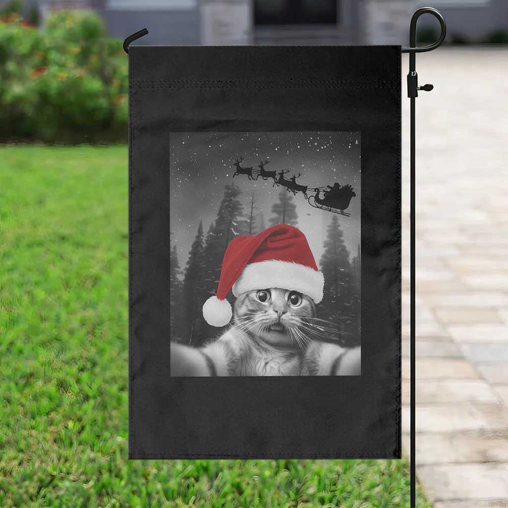 Funny Cat Selfie With Santas Sleigh Christmas Garden Flag TS11 Print Your Wear