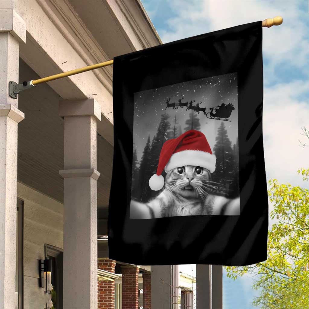 Funny Cat Selfie With Santas Sleigh Christmas Garden Flag TS11 Print Your Wear