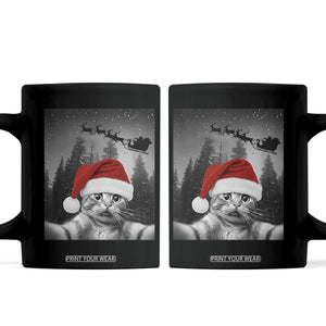 Funny Cat Selfie With Santas Sleigh Christmas Coffee Mug TS11 Black Print Your Wear