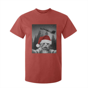 Funny Cat Selfie With Santas Sleigh Christmas T Shirt For Kid TS11 Red Print Your Wear