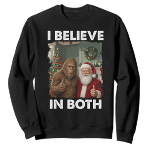 Funny Christmas Santa Bigfoot Sweatshirt I Believe In Both Xmas Holiday TS11 Black Print Your Wear
