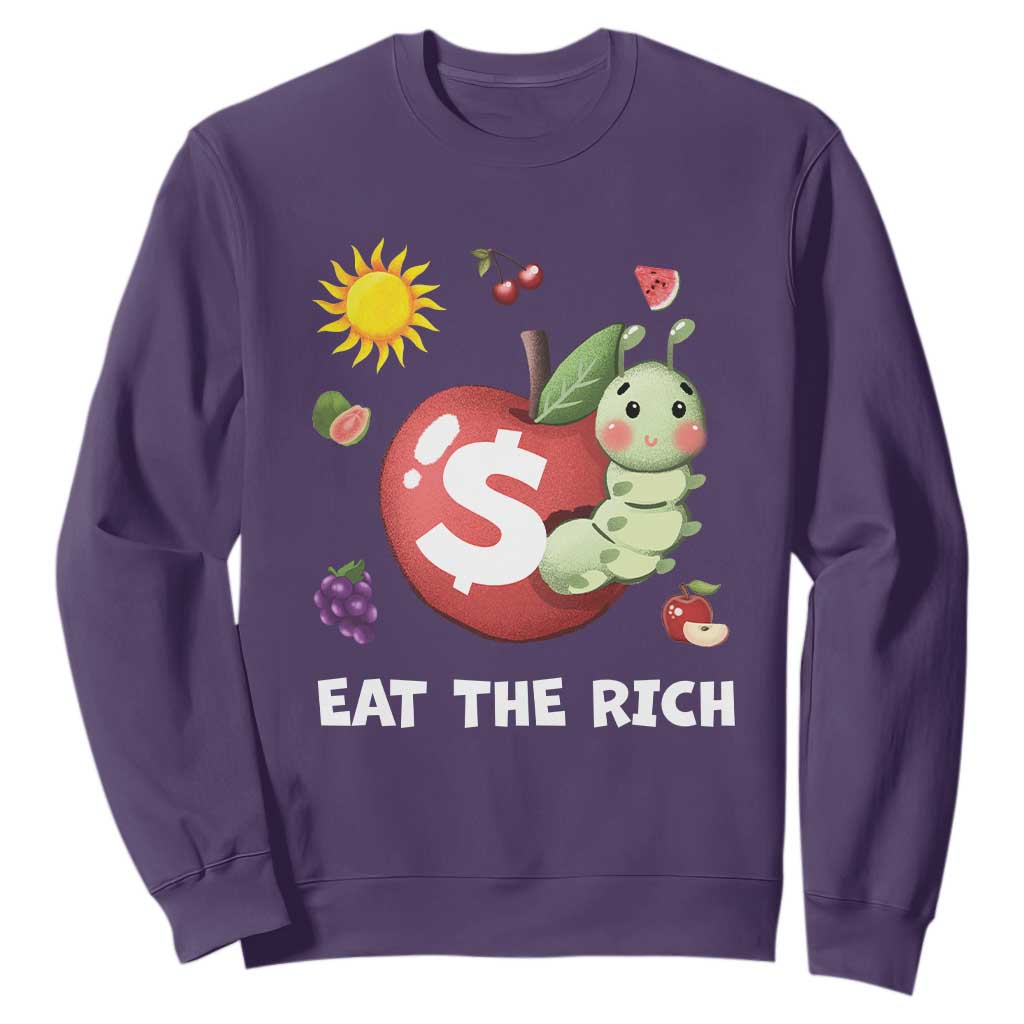 Funny Eat The Rich Sweatshirt Hungry Caterpillar Fruit Social Activist TS11 Purple Print Your Wear