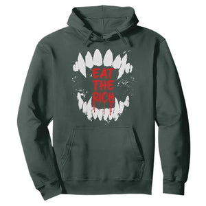 Eat The Rich Hoodie Vamp Fangs Social Activist TS11 Dark Forest Green Print Your Wear