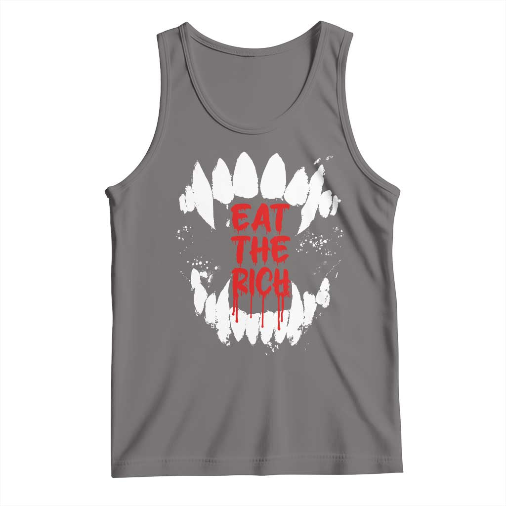 Eat The Rich Tank Top Vamp Fangs Social Activist TS11 Deep Heather Print Your Wear