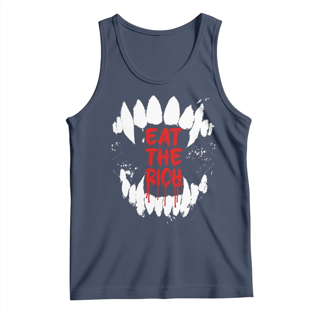 Eat The Rich Tank Top Vamp Fangs Social Activist TS11 Navy Print Your Wear