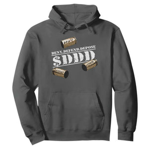 Deny Defend Depose Hoodie $DDD Vintage Bronze Bullet Shells TS11 Dark Heather Print Your Wear