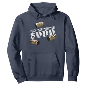 Deny Defend Depose Hoodie $DDD Vintage Bronze Bullet Shells TS11 Navy Print Your Wear